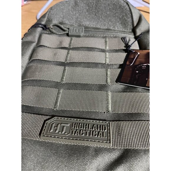 Highland Tactical Barrage MOLLE Shoulder Bag With Multiple Pockets Dark Green - Picture 6 of 12